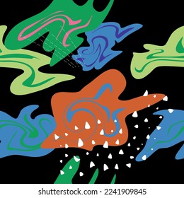 multicolored spots, mixing colors retro pattern