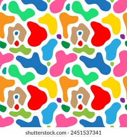 Manchas multicolores sobre fondo blanco. Abstractas patrón, impresión, Ilustración vectorial