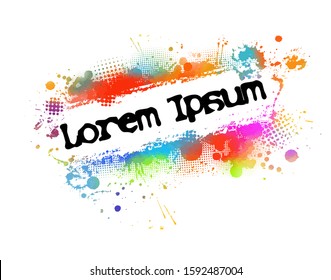 Multi-colored spots of paint on a white background. Grunge frame of paint. Mixed media. Vector illustration.