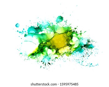 Multi-colored spots of paint on a white background. Grunge frame of paint. Vector illustration.