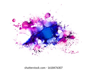 Multi-colored spots of paint on a white background. Grunge frame of paint. mixed media. Vector illustration