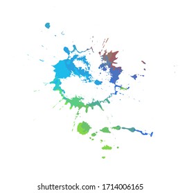 Multi-colored spots of paint on a white background. Grunge frame of paint. Mixed media. Vector illustration.