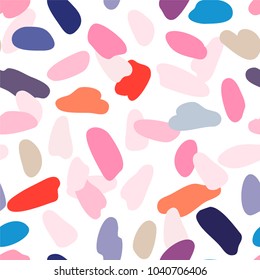 Multicolored spots pattern. Acrylic brushes paint seamless background