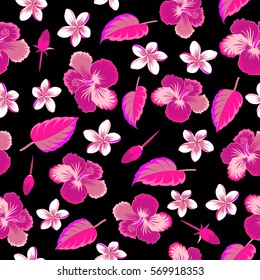 Multicolored spring floral background. Illustration on black background. The elegant the template for fashion prints. Small colorful flowers. Vector cute pattern in small multicolor flower.