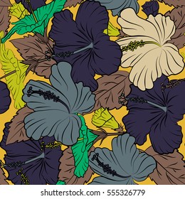 Multicolored spring floral background. Small colorful flowers. The elegant the template for fashion prints. Vector cute pattern in small multicolor flower. Illustration on yellow background.