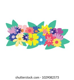 
Multicolored spring flowers. Vector illustration. Can be used as a print, or a greeting card.