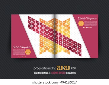Multicolored Square Bi-Fold Brochure Design. Corporate Leaflet