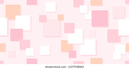 Multicolored squares of different sizes above the surface. Seamless background for sites