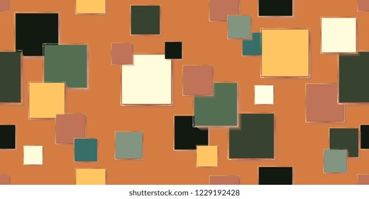 Multicolored squares of different sizes above the surface. Seamless background for sites