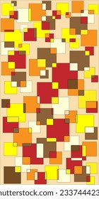 Multicolored squares in different sizes making a pattern by overlapping each other within a border. vector illustration for wall hanger, wall paper, wrapping paper, fabric 