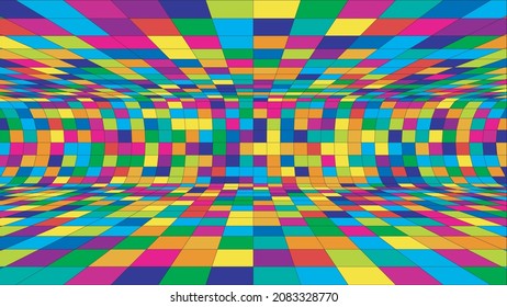 Cuadrados multicolores con perspectiva decreciente. Ilustración del vector