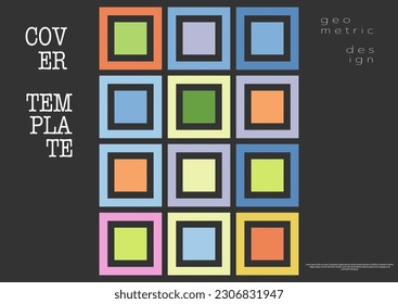 mehrfarbige Quadrate. Layout für Hintergrund, Cover, Bildschirmschoner, Website und kreative Idee. Die Idee von Innendesign, Corporate-Stil und dekorativer Kreativität