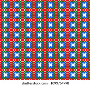 Multi-colored squares are lined with patterns
