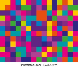 Multicolored squares. Rainbow background. Modern gradient cover. Colorful abstract pattern. Vector abstract graphic design. Textile design texture. Colorful wallpaper. Banner, poster template.