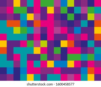 Multicolored squares. Rainbow background. Modern gradient cover. Colorful abstract pattern. Vector abstract graphic design. Textile design texture. Colorful wallpaper. Banner, poster template.