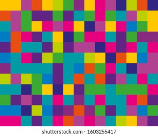 Multicolored squares. Rainbow background. Modern gradient cover. Colorful abstract pattern. Vector abstract graphic design. Textile design texture. Colorful wallpaper. Banner, poster template.