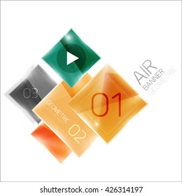 Cuadrados multicolores con texto de ejemplo. Diagrama y botones universales de negocio