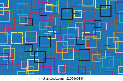 Cuadros multicolores apilados sobre un fondo de color marino.