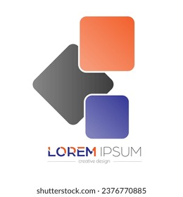 Cuadrados multicolores. Plantilla para un logotipo geométrico abstracto, pegatina, emblema o etiqueta. Icono para sitios web y aplicaciones. Estilo plano