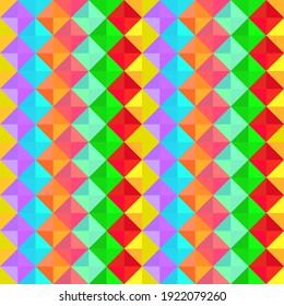 Multicolored squares and triangles, texture for design, seamless pattern, vector illustration