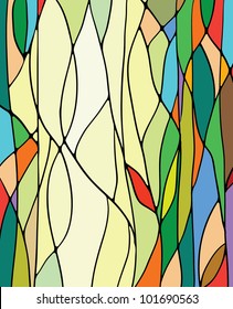 Multicolored stained glass with green color, vector