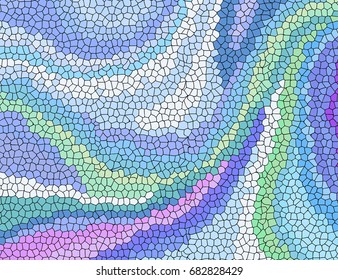Multicolored stained glass, vector abstract hand-drawn pattern. Bright mosaic vector background with sea wave. Modern illustration.