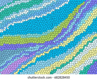 Multicolored stained glass, vector abstract hand-drawn pattern. Bright mosaic vector background with waves. Modern illustration.