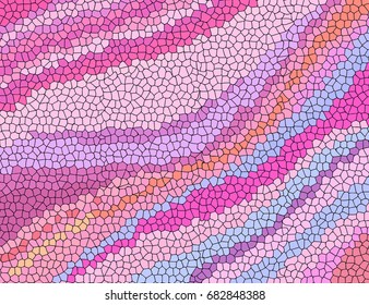 Multicolored stained glass, vector abstract hand-drawn pattern. Bright mosaic vector background with waves. Modern illustration.