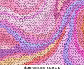 Multicolored stained glass, vector abstract hand-drawn pattern. Bright mosaic vector background with waves. Modern illustration.