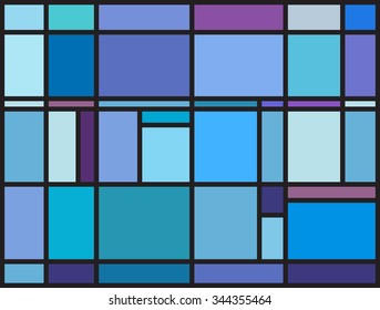 Multicolored stained glass window with irregular block pattern. Colorful vector illustration