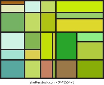 Multicolored stained glass window with irregular block pattern. Colorful vector illustration