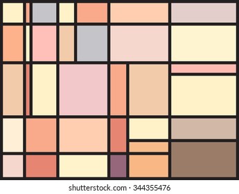 Multicolored stained glass window with irregular block pattern. Colorful vector illustration