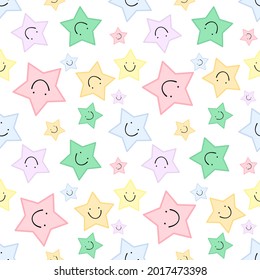 multicolored star cartoon characters on white background