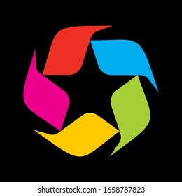 Multi-colored star on a black background in vector EPS8