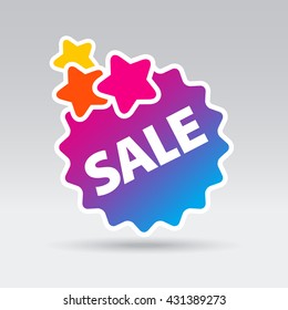 Multicolored stars burst with the inscription - sale. Sticker and label vector illustration.