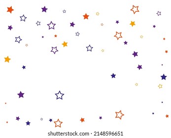 Multi-colored stars are scattered on a white background. Festive background, the basis for a postcard, background, flyer