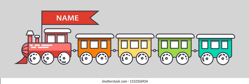 multi-colored steam locomotive for children cheerful vector