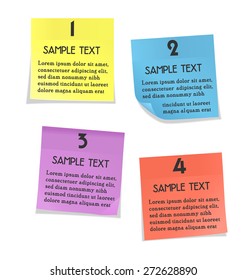 Multicolored stickers for note isolated on white background