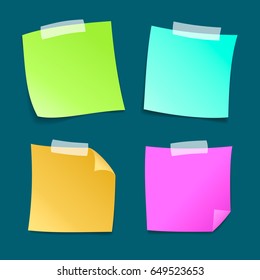 Multicolored stickers with shadow. Vector illustration set.