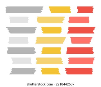Multicolored stickers yellow, gray, red, sticky, sticky, masking, adhesive tapes for text on a white background.