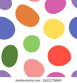 Multicolored stones or spots. Spotted background polka dot. Abstract seamless pattern. Colorful vector illustration