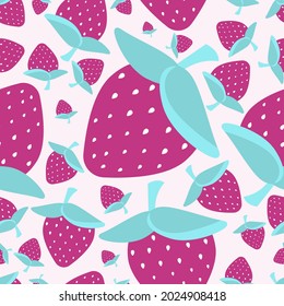 Multicolored strawberry pattern. flat vector illustration.