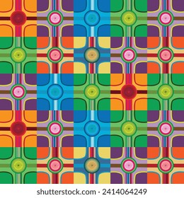 multicolored stripe intersecting in a colorful circle with spiral in the middle