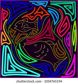 multicolored stripes around the fish