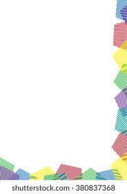 Multicolored stripes of geometric figures silhouette on a white background
