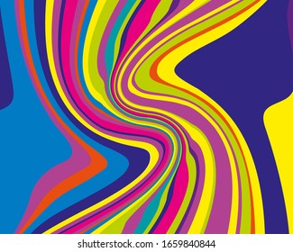 Multicolored stripes, great design for any purposes. A swirling rainbow. Multicolored bright background. Creative typography, banner design. Modern dynamic style.