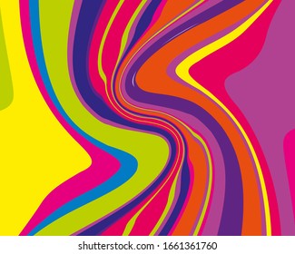 Multicolored stripes, great design for any purposes. A swirling rainbow. Multicolored bright background. Creative typography, banner design. Modern dynamic style.