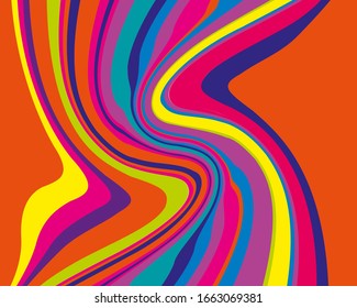 Bandas multicolores, gran diseño para cualquier propósito. Un arco iris giratorio. Fondo multicolor brillante. Tipografía creativa, diseño de pancartas. Estilo dinámico moderno.
