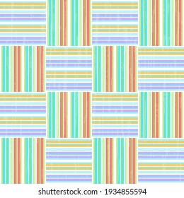 Multicolored stripes in a mosaic square. Grunge texture. Vector abstract pattern design.