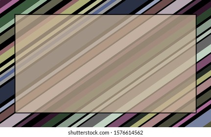 multi-colored strips of different sizes are arranged from top to bottom from left to right. middle of a transparent brown rectangle. striped background. place for text